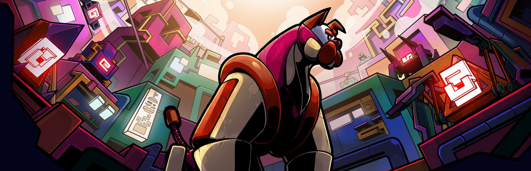 The robot dog of Dog in the Machine in the mecha-city